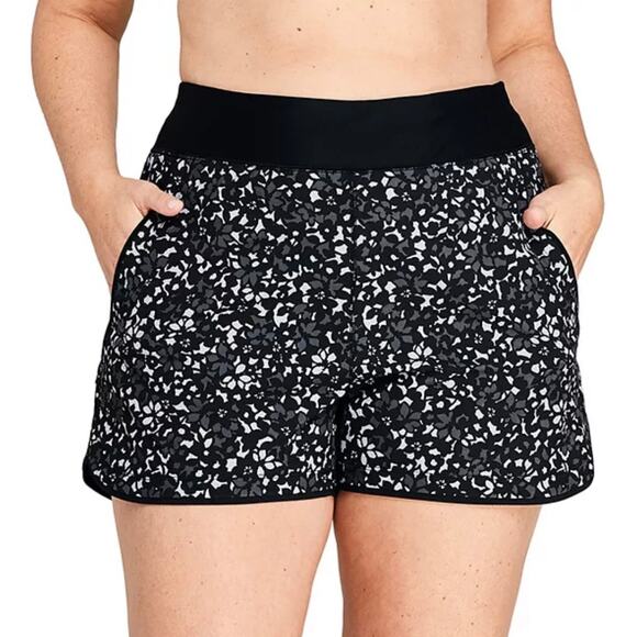 Lands End Womens Thigh Minimizer Quick Dry Swim Shorts Built In Briefs Size 26W - Picture 1 of 6